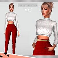 Valentines Day Sims 4 Crop Top Pants