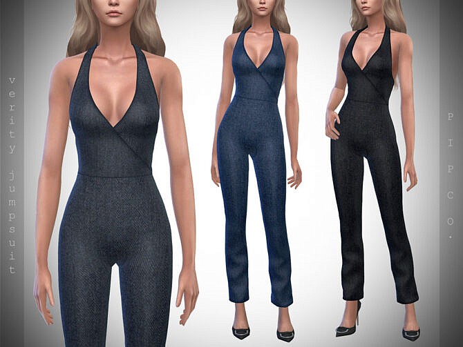 Sims 4 Verity Denim Jumpsuit by Pipco at TSR