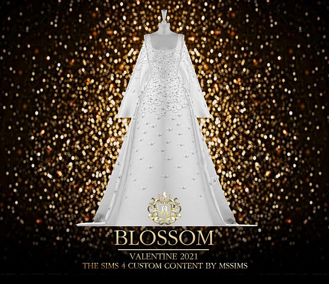 Sims 4 WEDDING GOWN BLOSSOM VALENTINE 2021 at MSSIMS