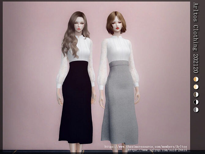 Sims 4 White shirt + long skirt outfit by Arltos at TSR