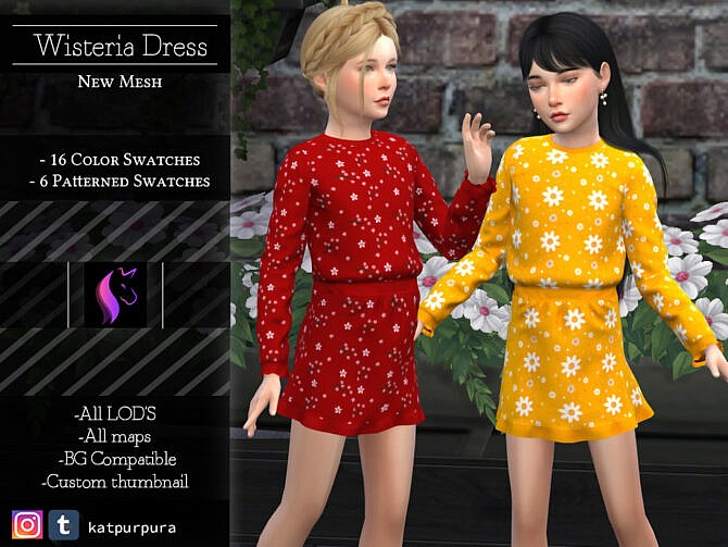 Sims 4 Wisteria Dress by KaTPurpura at TSR