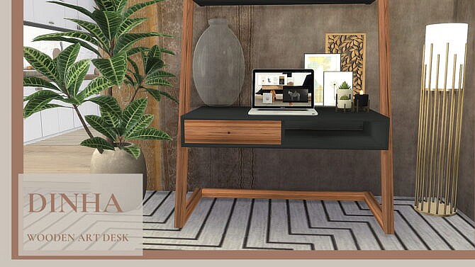 Sims 4 Wooden Art Desk at Dinha Gamer