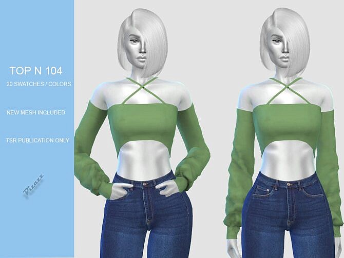 Sims 4 X Strap Long Sleeve Crop Top N 104 by pizazz at TSR