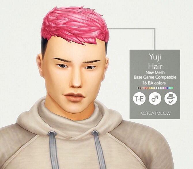 Sims 4 Yuji Hair for males at KotCatMeow