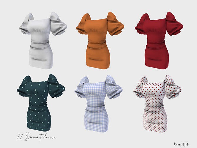 Sims 4 Short Dress DR397 by laupipi at TSR