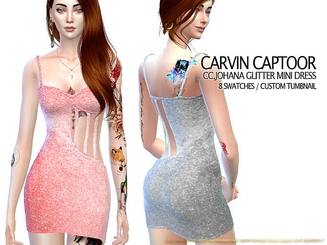 Sims 4 Johana Glitter Mini Dress by carvin captoor at TSR