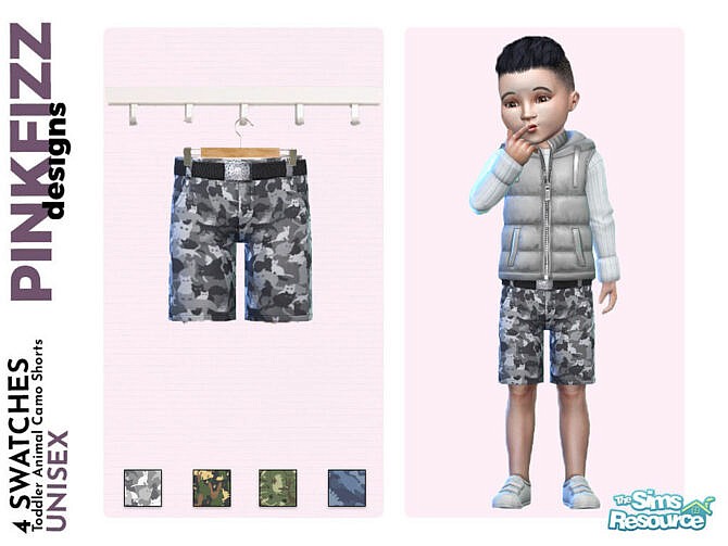 Sims 4 Toddler Animal Camo Shorts by Pinkfizzzzz at TSR