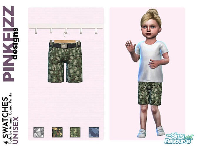 Sims 4 Toddler Animal Camo Shorts by Pinkfizzzzz at TSR