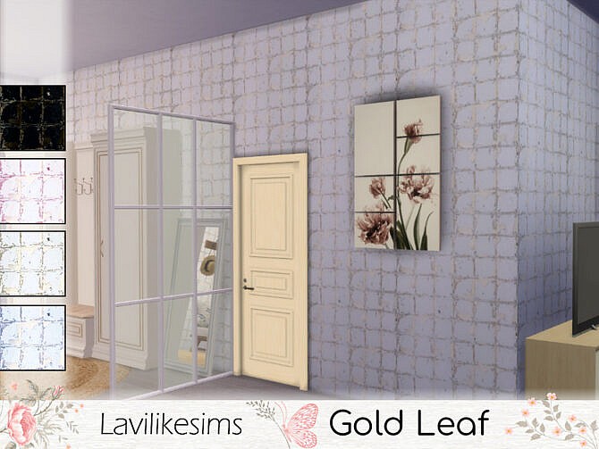 Sims 4 Gold Leaf wall tiles by lavilikesims at TSR