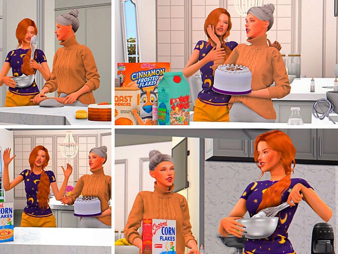 Sims 4 Bake Day Poses by couquett at TSR