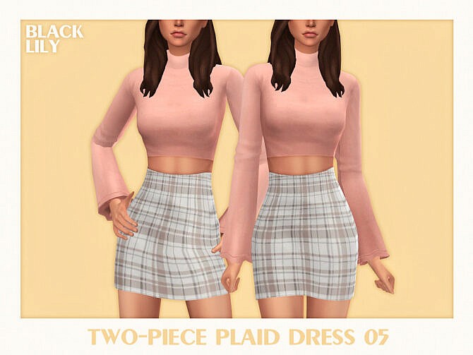 Sims 4 Two Piece Plaid Dress 05 by Black Lily at TSR