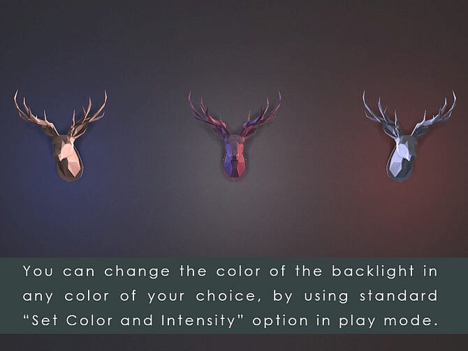 Sims 4 LED backlit Wall Art Origami Deer Head by TyrAVB at TSR