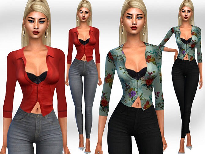 Sims 4 Shirt Outfits by Saliwa at TSR