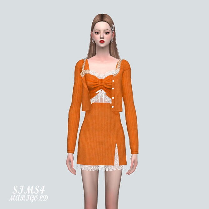 Sims 4 Lace 3 Pieces Outfit 9A at Marigold