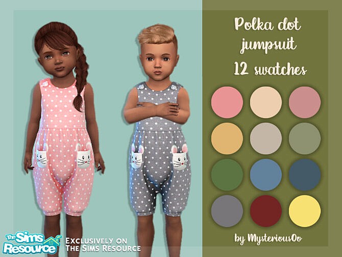 Sims 4 Polka dot jumpsuit by MysteriousOo at TSR