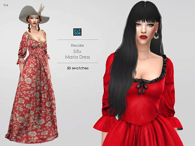 Sims 4 Sifix Maria Dress RC at Elfdor Sims