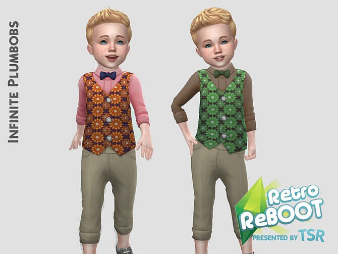 Sims 4 Toddler Retro 70s Waistcoat Set by InfinitePlumbobs at TSR