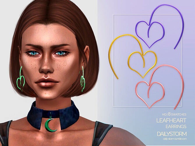 Sims 4 LeafHeart Earrings by DailyStorm at TSR