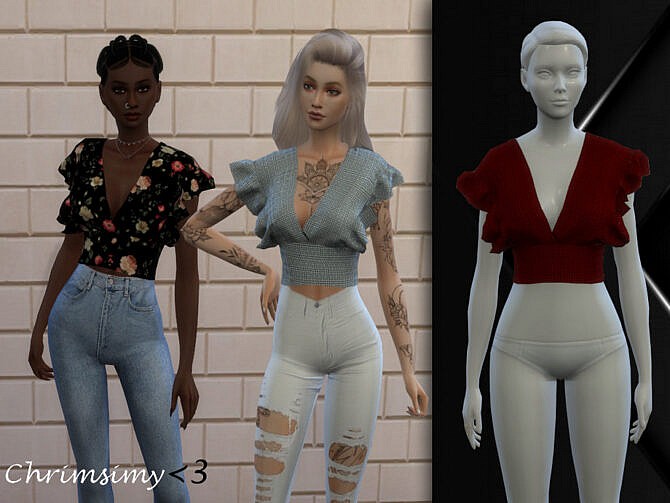 Sims 4 Cross Top by chrimsimy at TSR