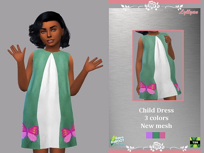 Sims 4 Retro Child dress Sandra by LYLLYAN at TSR