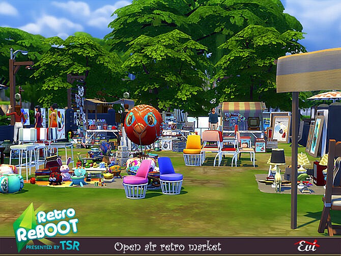 Sims 4 Retro Open Air market by evi at TSR