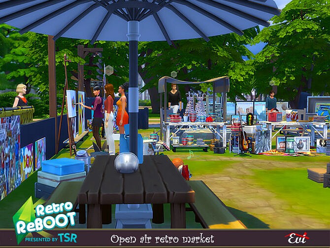 Sims 4 Retro Open Air market by evi at TSR