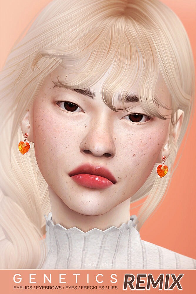 Sims 4 REMIX: eyebrows, freckles, eyelids & eyes + lipstick at Praline Sims
