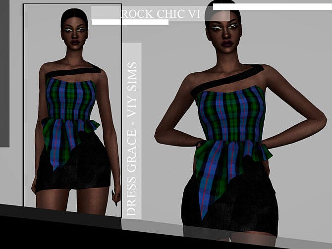 Sims 4 Rock Chic VI Dress GRACE by Viy Sims at TSR