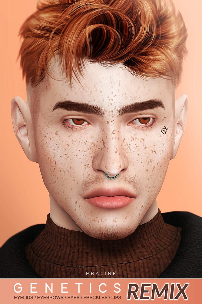 Sims 4 REMIX: eyebrows, freckles, eyelids & eyes + lipstick at Praline Sims