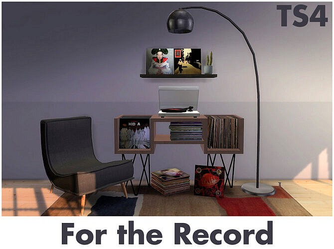Sims 4 Recolors of syboubou’s Apolline storage, record player and records at Riekus13