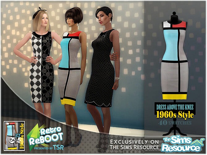 Sims 4 Retro 60s Dress by BAkalia at TSR