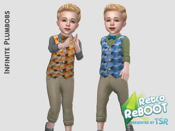 Sims 4 Toddler Retro 70s Waistcoat Set by InfinitePlumbobs at TSR