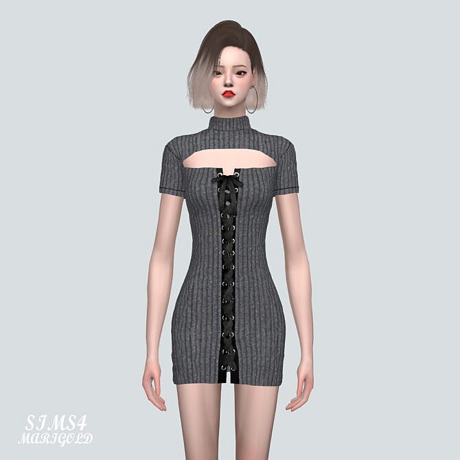 Sims 4 Lace Up Mini Dress 57 at Marigold
