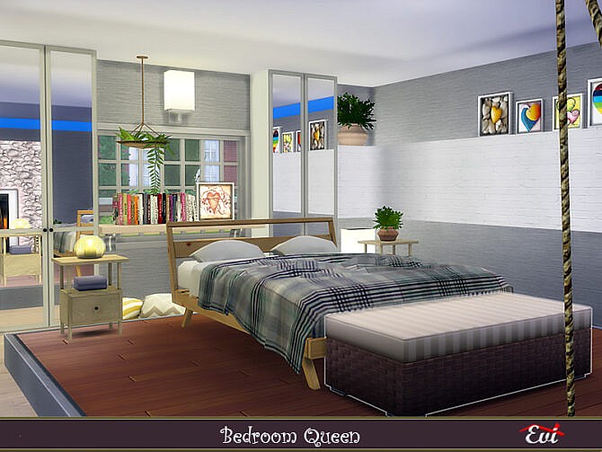 Sims 4 Bedroom Queen by evi at TSR