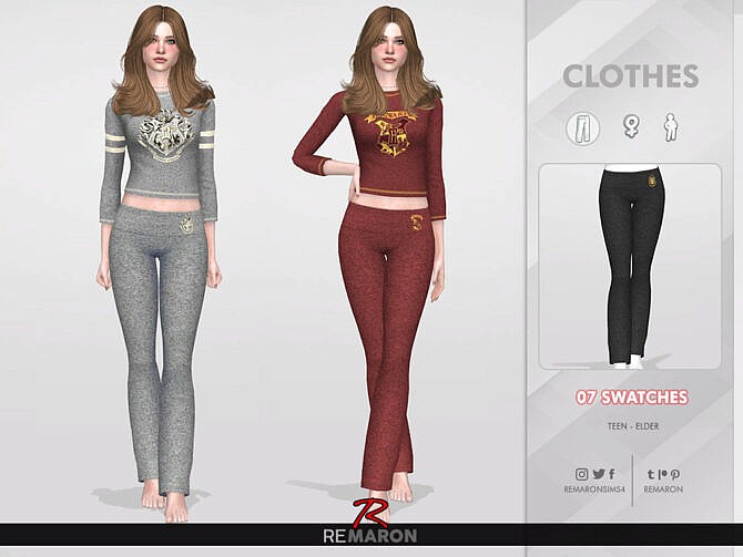 Sims 4 Harry Potter PJ Pants F 01 by ReMaron at TSR