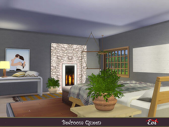 Sims 4 Bedroom Queen by evi at TSR