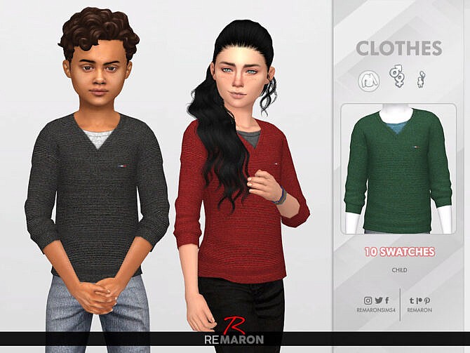 Sims 4 Sweater 01 child by ReMaron at TSR