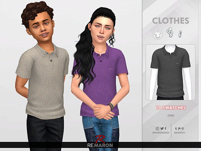 Polo Shirt 01 child by ReMaron at TSR » Sims 4 Updates