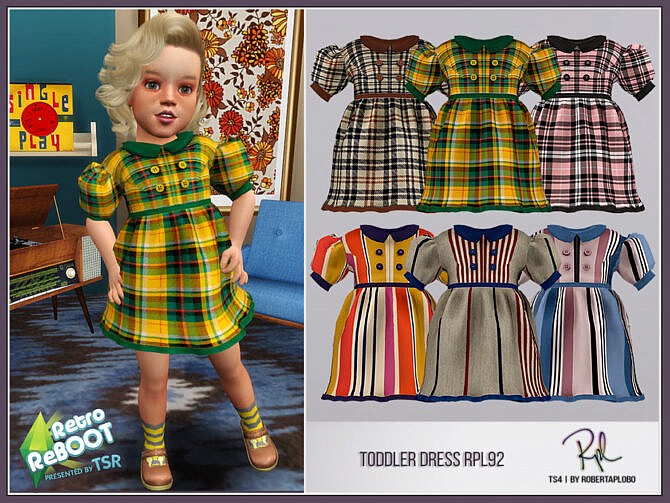 Sims 4 Retro Toddler Dress RPL92 by RobertaPLobo at TSR