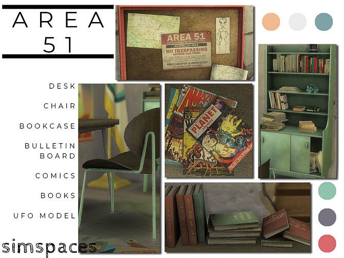 Sims 4 Area 51 office set by simspaces at TSR