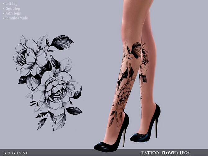 Sims 4 Flower legs tattoo by ANGISSI at TSR