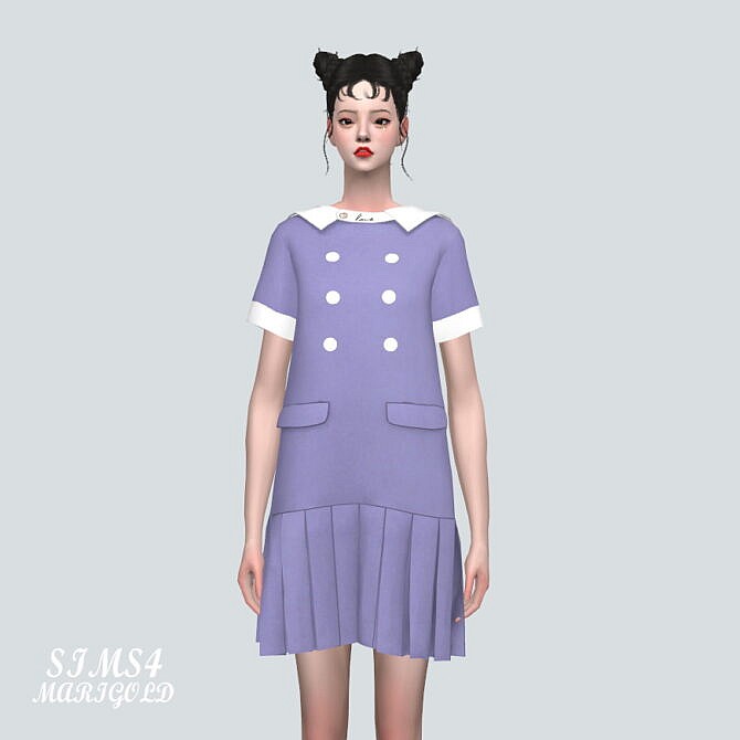 Sims 4 Cute Pleats Mini Dress 1 A at Marigold