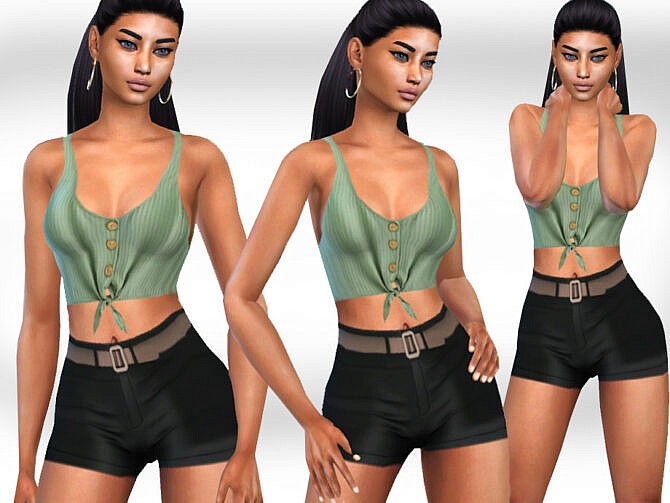Sims 4 Cotton Shorts Outfit by Saliwa at TSR