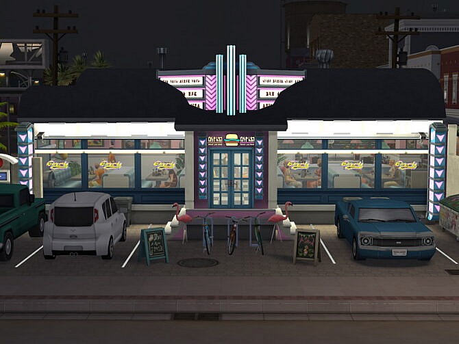 Sims 4 Retro Diner no CC Restaurant by Flubs79 at TSR