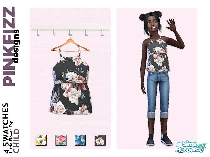 Sims 4 Little Flower Top by Pinkfizzzzz at TSR