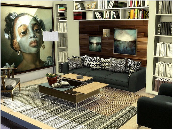 Sims 4 Warm Living Room by lotsbymanal at TSR