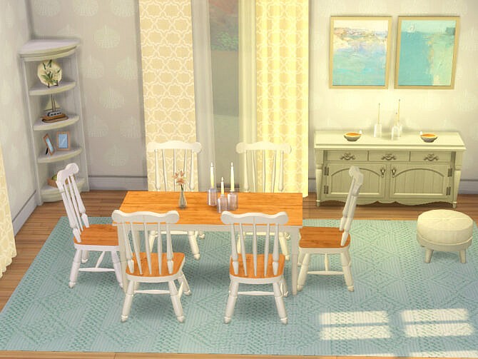 Sims 4 Ocean Pearl dining room by Lucy Muni at TSR