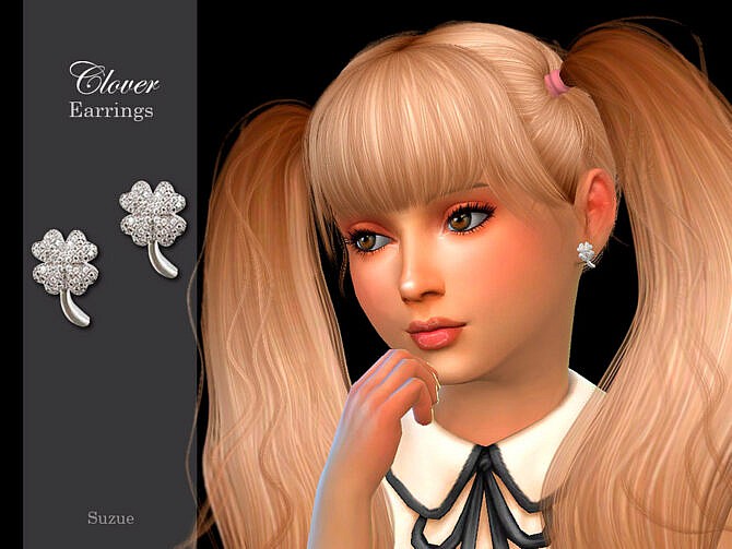 Sims 4 Clover Child Earrings by Suzue at TSR