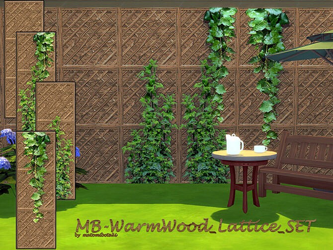 Sims 4 MB Warm Wood Lattice SET by matomibotaki at TSR