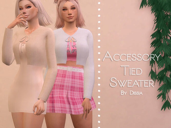 Accessory Tied Sweater By Dissia
